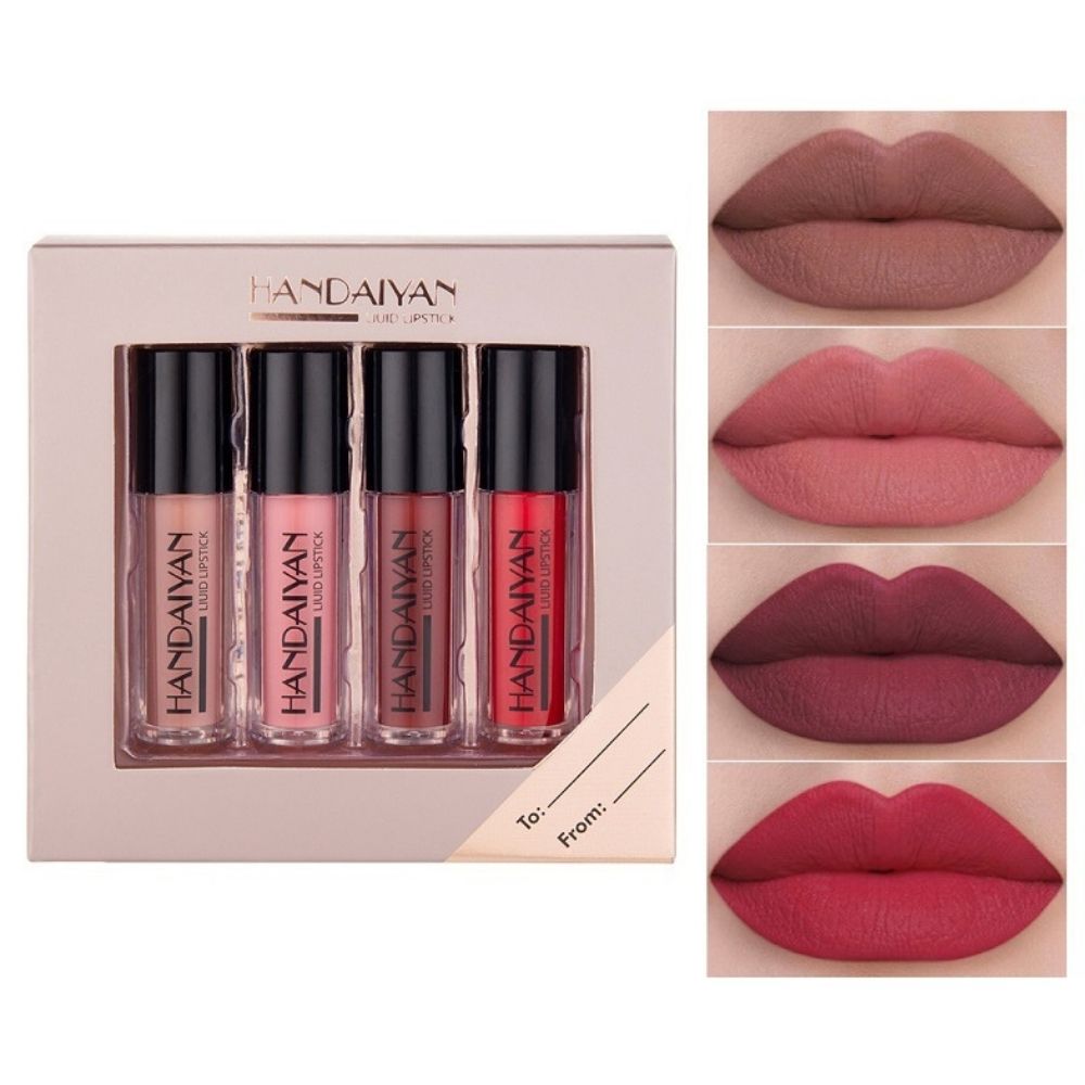 #107 MiniBox Lápiz de Labios Líquido - set de 4 piezas mate resistente a la transferencia