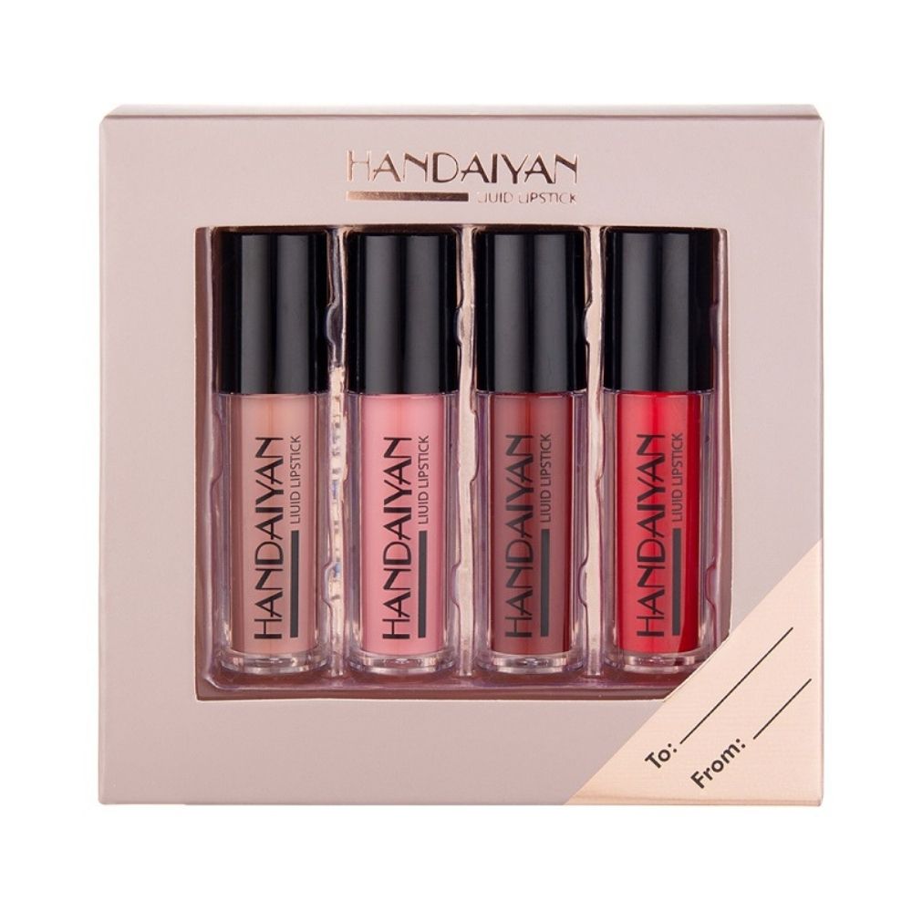 #107 MiniBox Lápiz de Labios Líquido - set de 4 piezas mate resistente a la transferencia