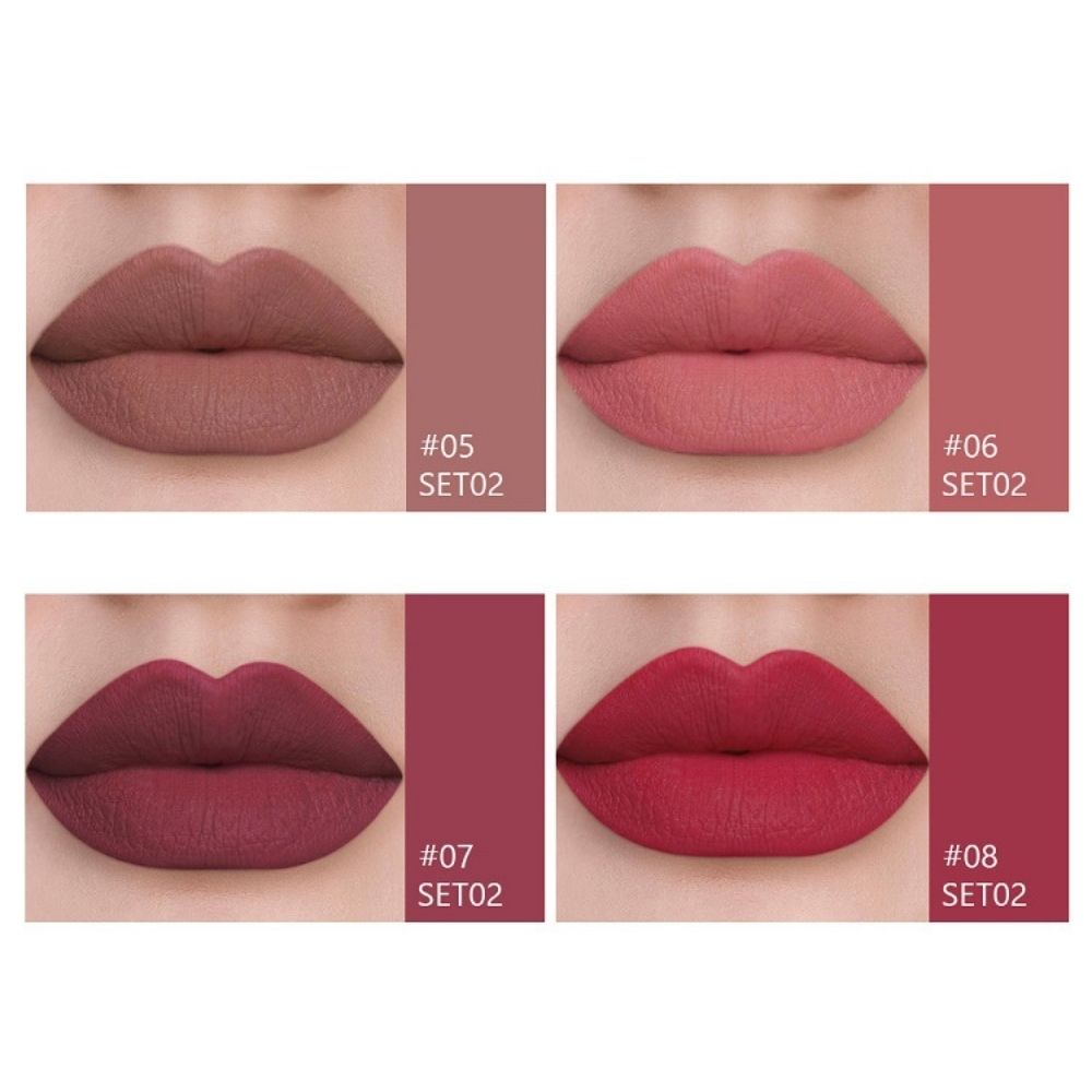 #107 MiniBox Lápiz de Labios Líquido - set de 4 piezas mate resistente a la transferencia